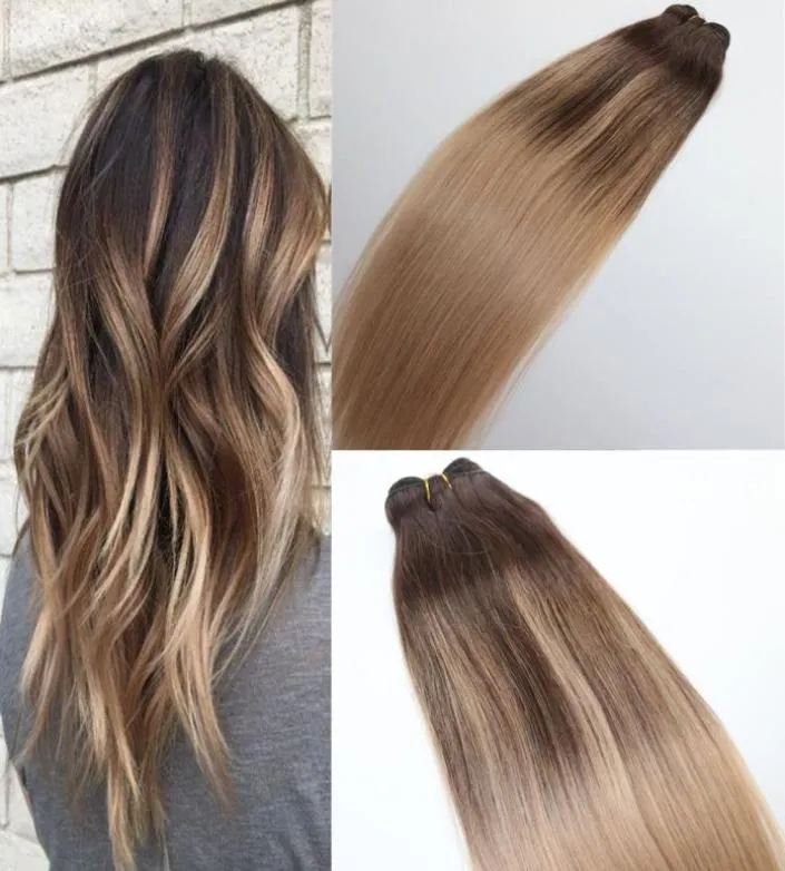 4 18 Human Hair Weave Bundle Brazilian Virgin Hish Hair Wefts Ombre Balayage يبرز صبغة Color4322221