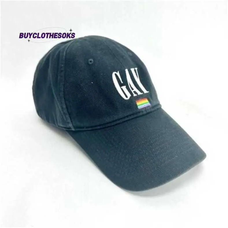 Brev broderi kepsar hip hop manlig kvinnlig punk baseball hattar blnciaga lgbtq stolthet flagga 2021 svart baseball hatt l autentisk unisex ny