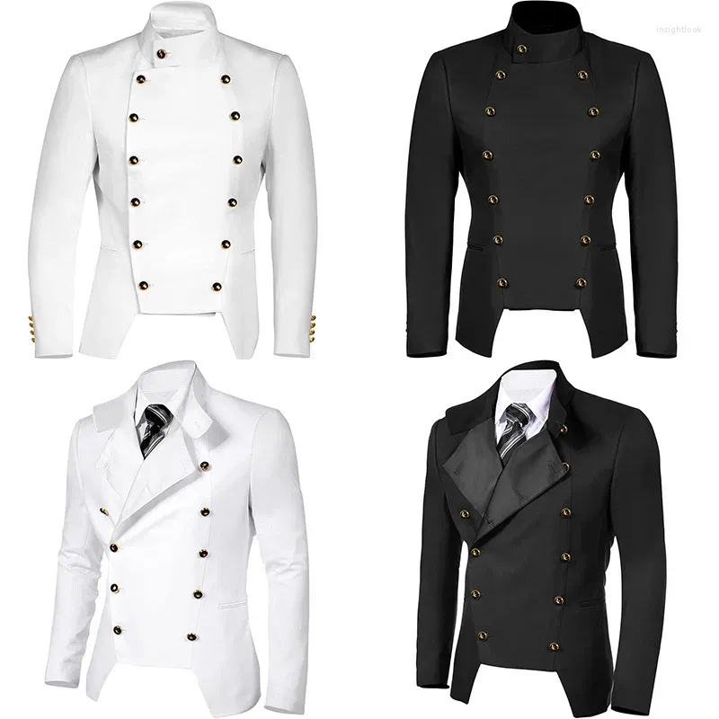 Giacche da uomo Cappotto per camicia a doppio petto Abbigliamento uomo Vintage Steampunk Gothic Military Blazer Victorian Performance Costume