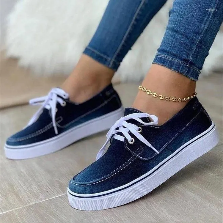 Casual Shoes 2024 Spring and Autumn Large Size Canvas Lace-up One-Step Plat-Bottomed låg-top singel Wild Loafers