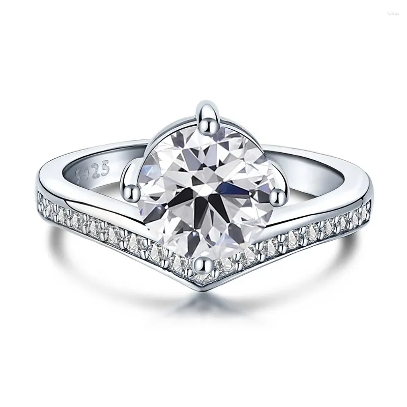 Ringos de cluster S925 Anel de prata para o Presente de Casamento de Diamante de Diamante de Zircão 5A feminino