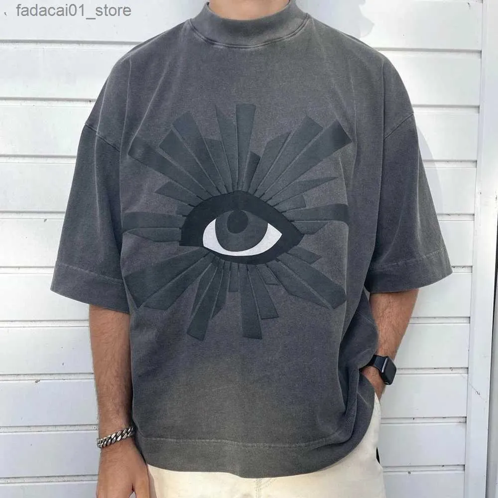 남자 티셔츠 개구리 드리프트 스트리트 패션 브랜드 홈 오류 폼 프린트 오버 사이즈 여름 티셔츠 Q240425