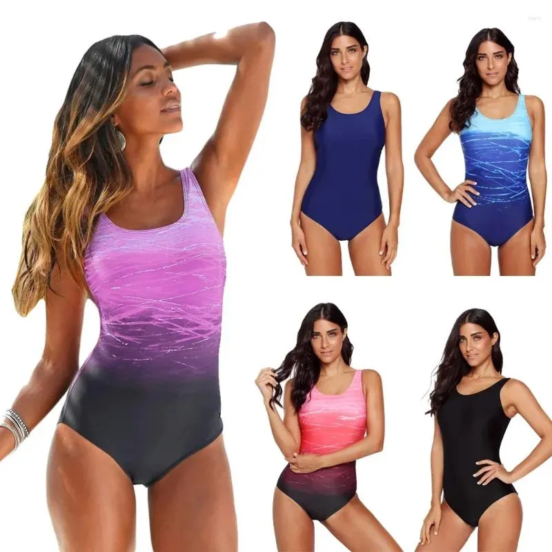 Frauen Badebekleidung Ladies Gradientenfarbe U-Neck Bikini Frauen einteilige Badeanzug Mädchen Sexy Swimwears Playsuit weibliche Bodysuit Beachwear