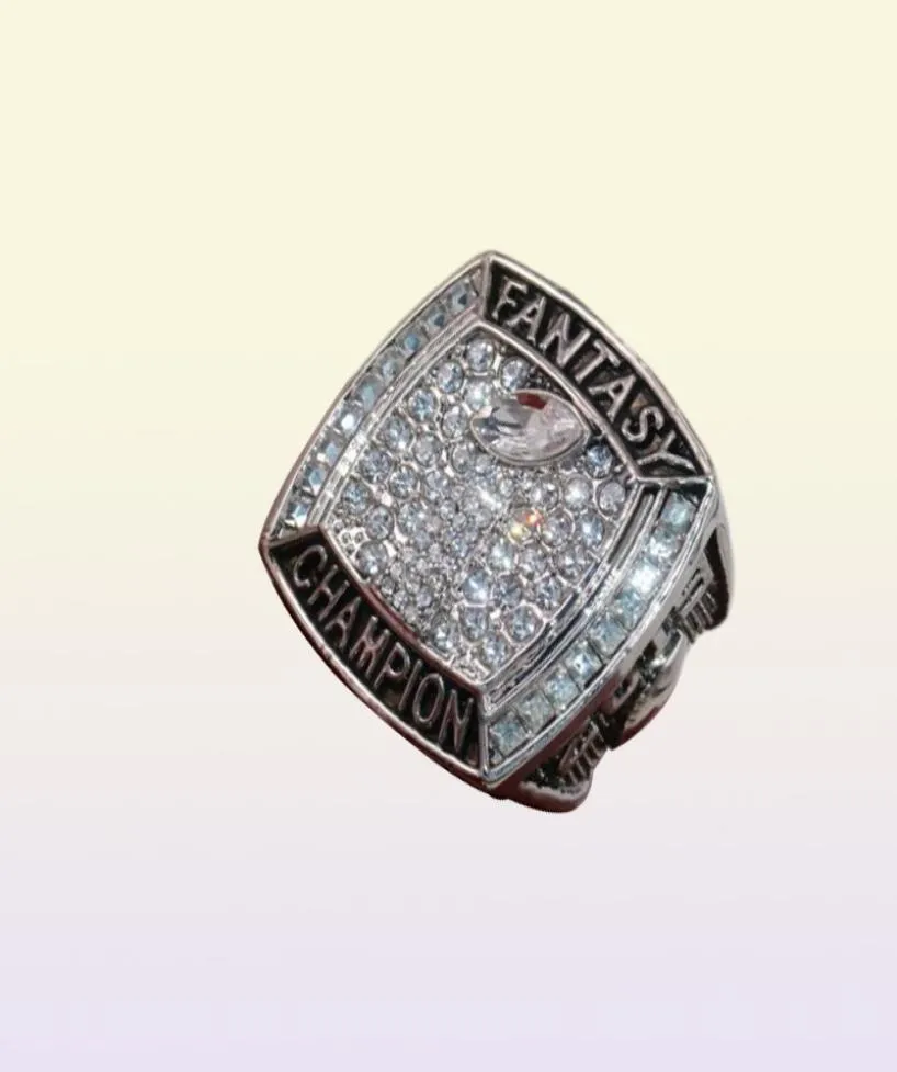 USA STORLEK 8 till 14 FACTORY POSSITAL PRIS 2019 Silver Fantasy Football Ship Ring With Wood Display Box för fans 8535333