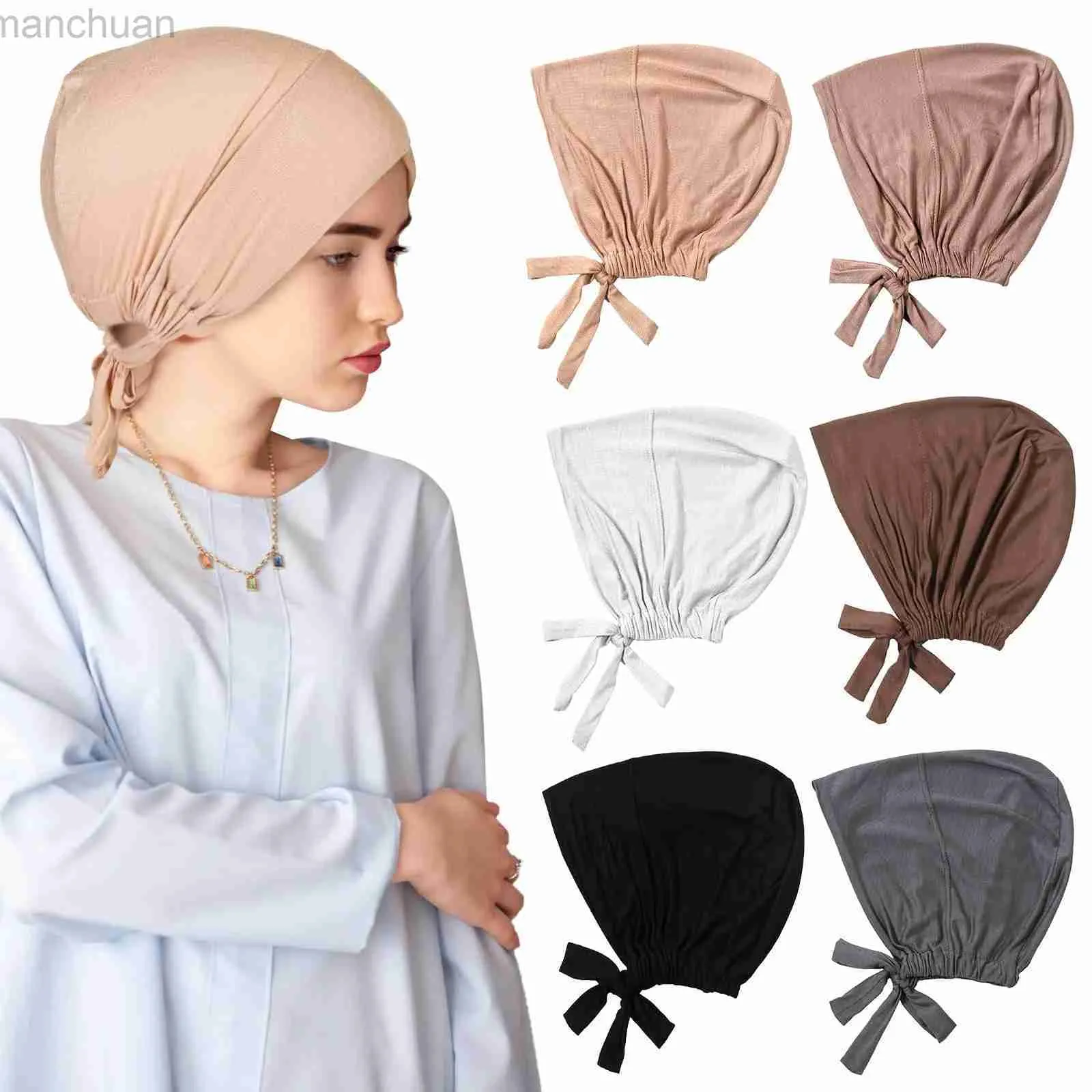 Hijabs Nuevo Modal Soft Musulmán Musulmán Turban Sombrero Hijab Caps Islámico Subscarf Bonnet India Hats Femenino Femenino Turbante Mujer D240425