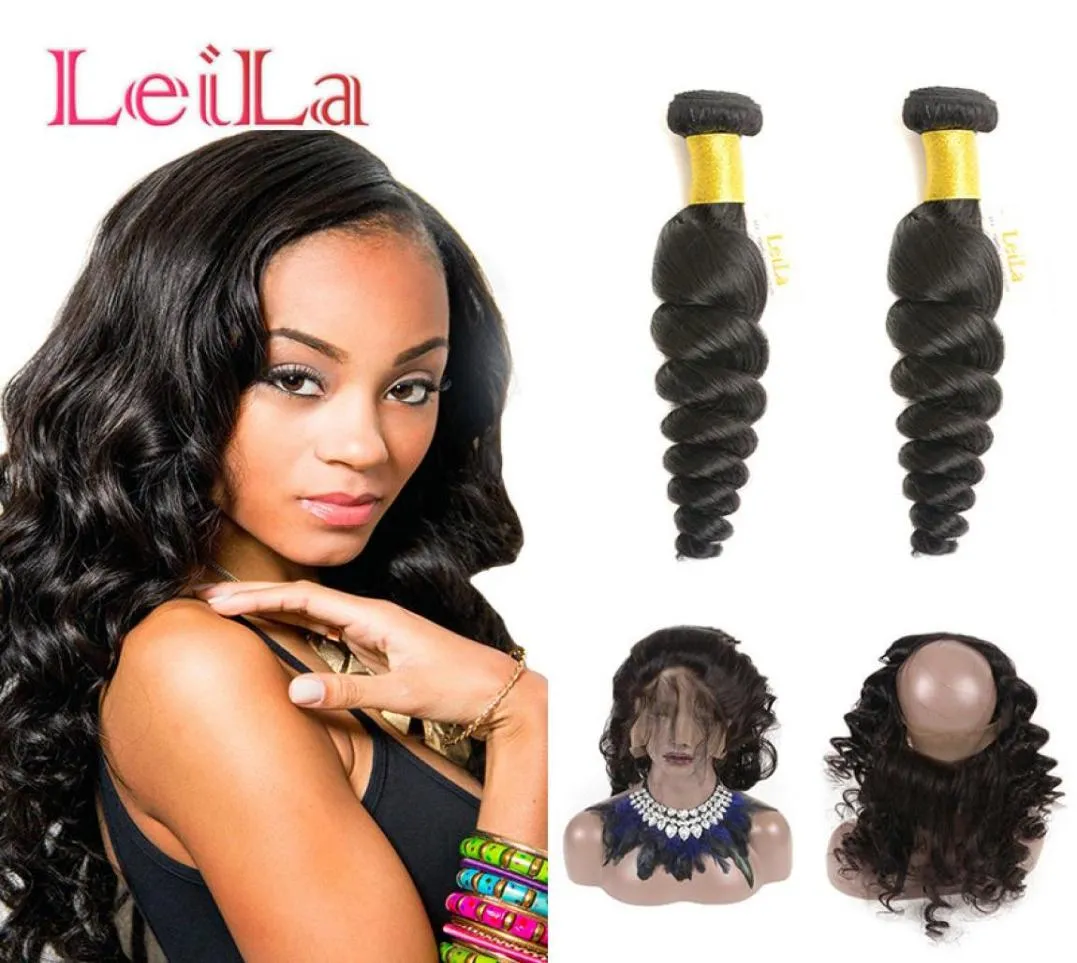 Cheveux humains malaisiens pré-cueillis 2 paquets un 360 Laceal Frontal Wave Natural Hirline 2 Bundles avec 360 dentelles frontal4207369