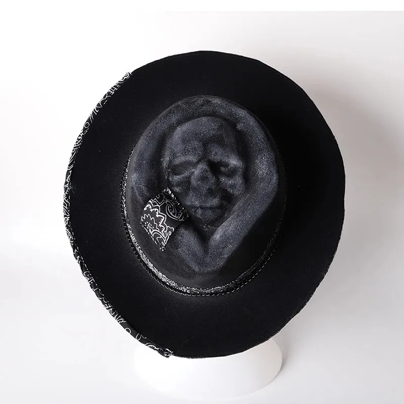 Svart punk cowboy cap unisex vuxen skördare av sorg konisk skalle hatt halloween karneval festtillbehör 240415