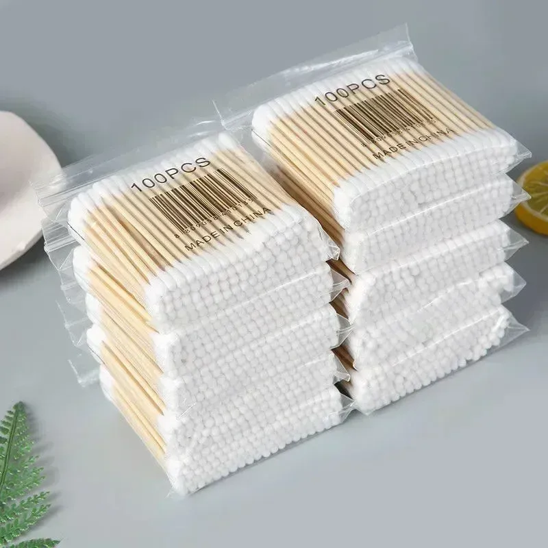 SwaB 100pcs por paquete1/2/3 paquetes hisopos de algodón doble de algodón hisopos de algodón de bebé palitos de limpieza de orejas herramientas de limpieza saludables