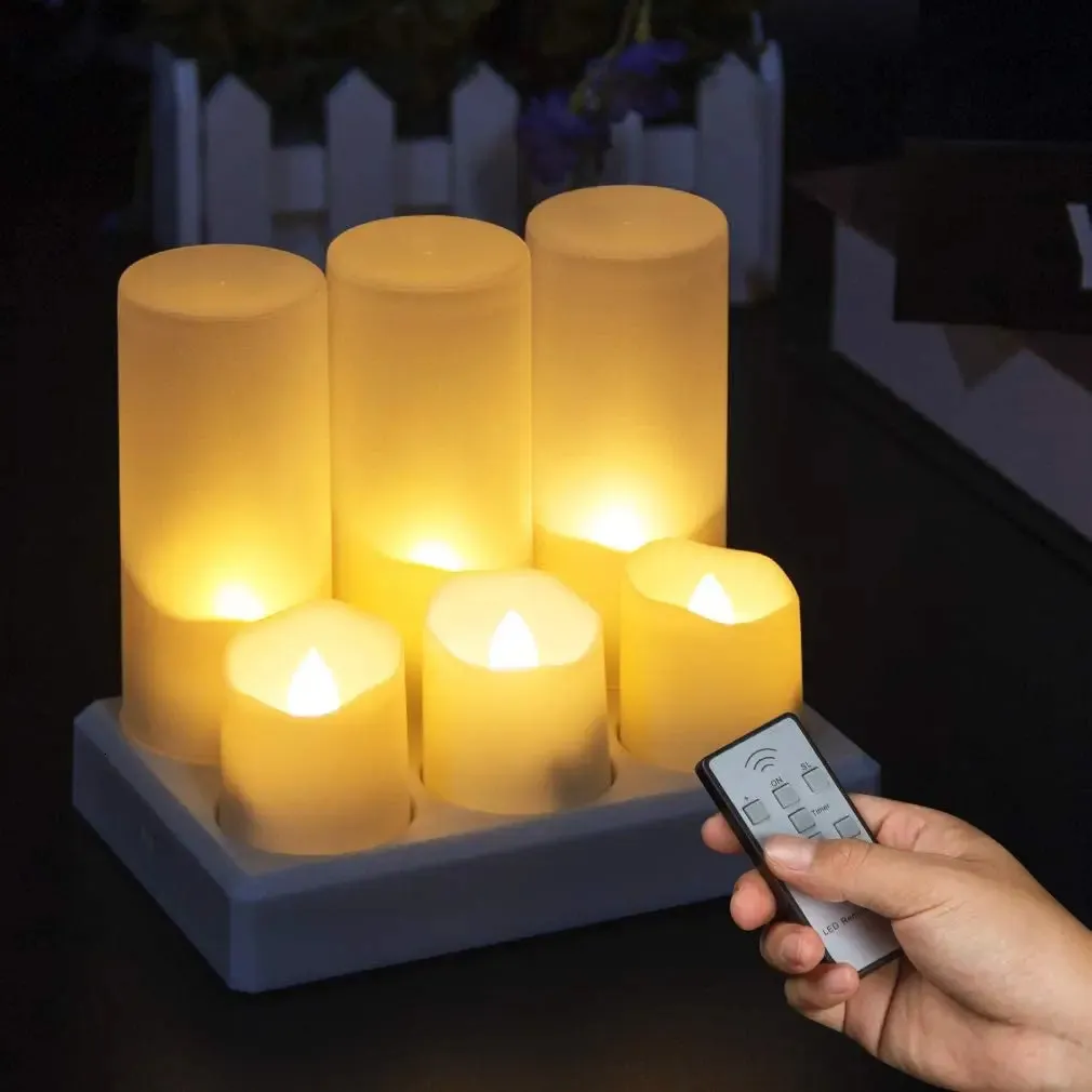 6 Pcs Remote Control LED Flameless Candle Lights Flickering Tea Home Christmas Birthday Decor Easter 240417