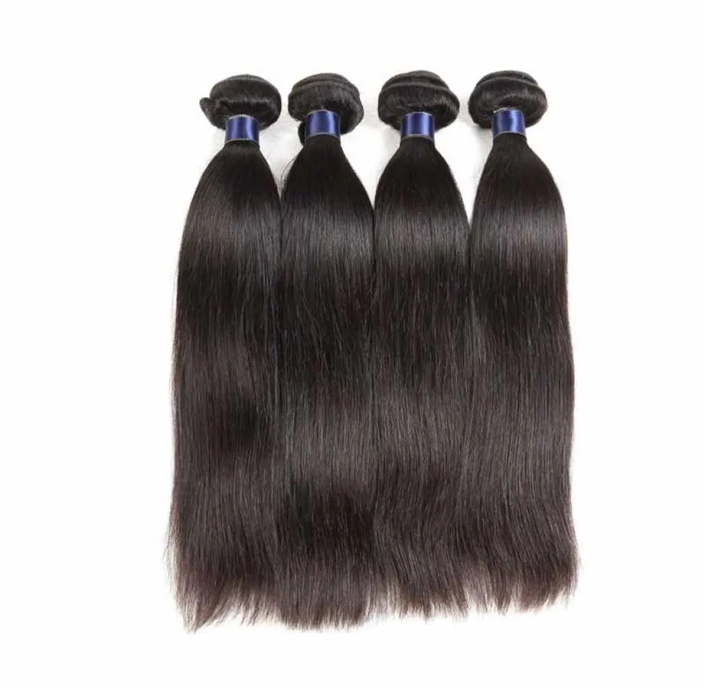 8A Brésilien Péruvien malaisien Indien Vierge Vierge droite Naturel Black 3 ou 4 Bundles Remy Extensions de cheveux humains Straitement 50gp1912636