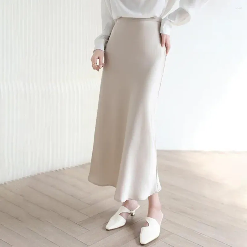 Jupes femmes hautes jupe de taille élégante maxi satin pour le bal de fête formel slim fit en ligne avec respiration