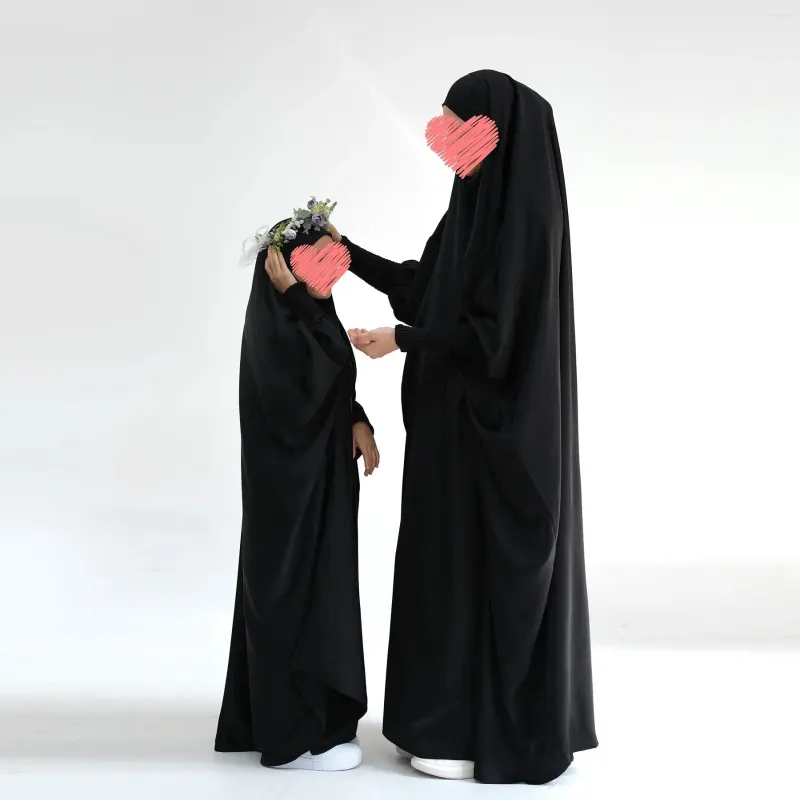 Etniska kläder en bit jilbab barn flicka abaya för barn flickor muslimska bön overhead khimar hijab klänning ramadan islam kläder kalkon