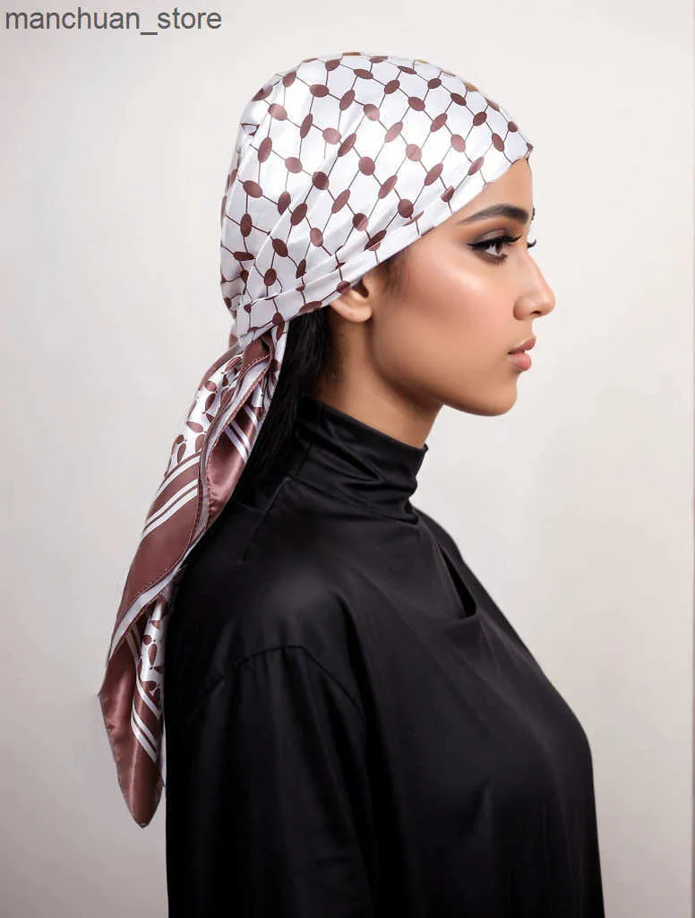 Printed Silk Keffiyeh Scarf 90x90cm Lightweight... From  display picture 2