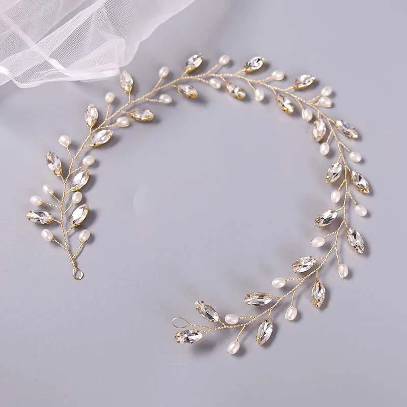 O8LO Wedding Hair Jewelry Pearl Crystal Hair Vines Headbands Hairbands Tiaras For Bride Women Bridal Wedding Hair Accessories Jewelry Band Headdress Gift d240425