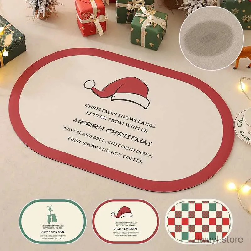 Tapijten kerstbadkamermatten absorberende badmatten plaid tapijt xmas anti-silp ingang deurmatten wasbare tapijtdouche kamer accessoires