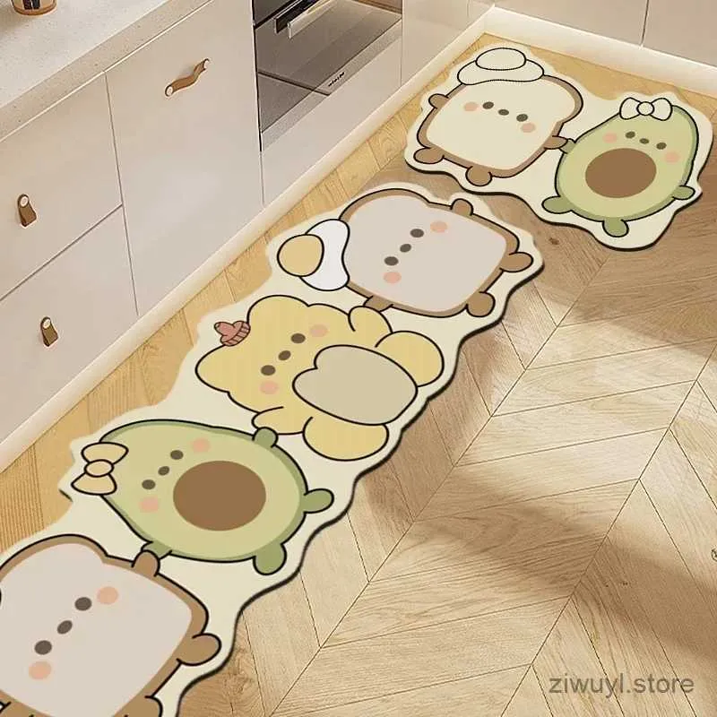 Carpets Anti-Slip Kitchen Ferter Mats Cartoon Bath Bath Foot Mat absorbant Salle de bain Entrance Paillit Soft Kitchen Tapis décor Alfombra