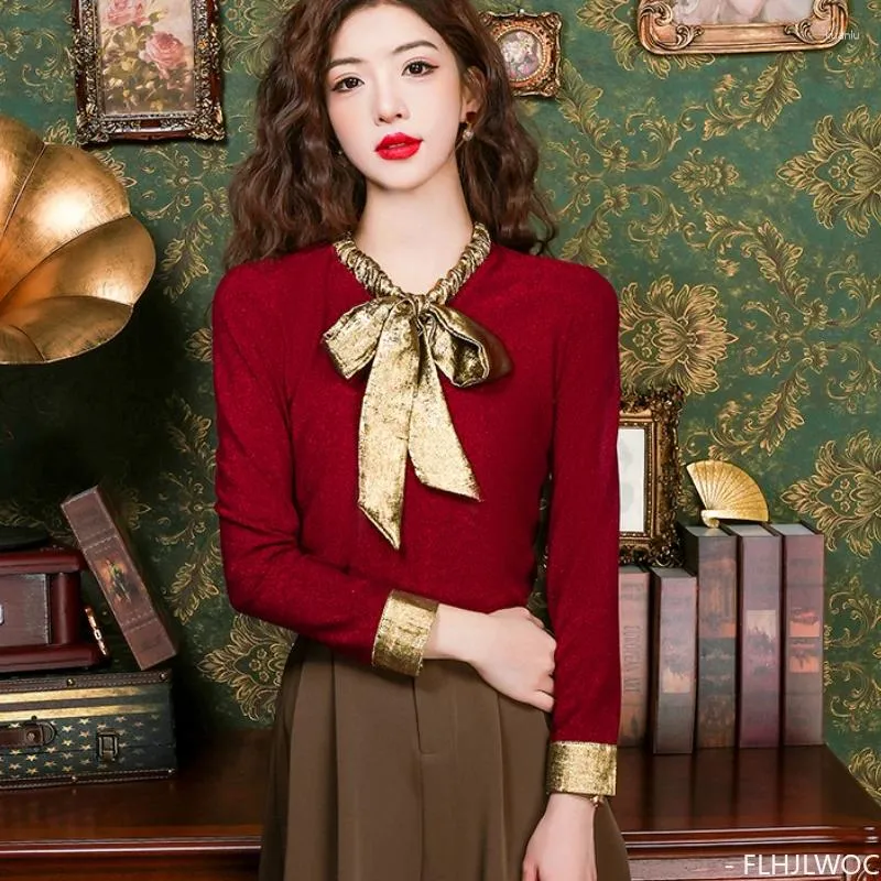 Blouses Blouses Blouses Tops Women Koreaanse stijl Design Kleding Flare Mouw Elegant kantoor Lady Leuk Lint Sweet Basic Shirts 1628