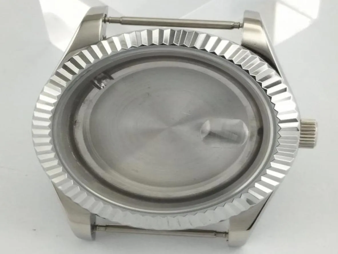 41 mm saffierglas gepolijst zilverkleur roestvrijstalen horlogekas fit eta 28242836miyota 82058215821A82 Series Beweging P4067265