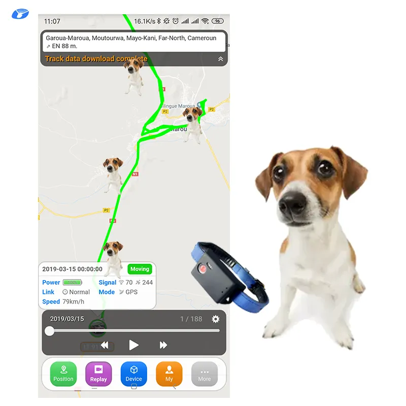 Pet Tracker Cat Chip Finder Mini GPS Pet Tracker For Cats Dogs 2G
