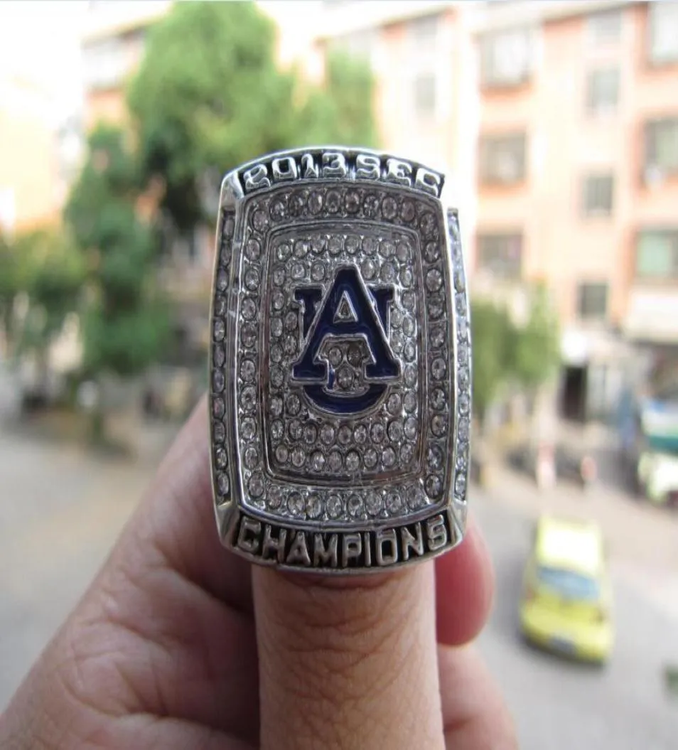 2013 Auburn Tigers Newton National Ring With Wood Afficher Box Souvenir Fan Men Gift Whole Drop 8616785