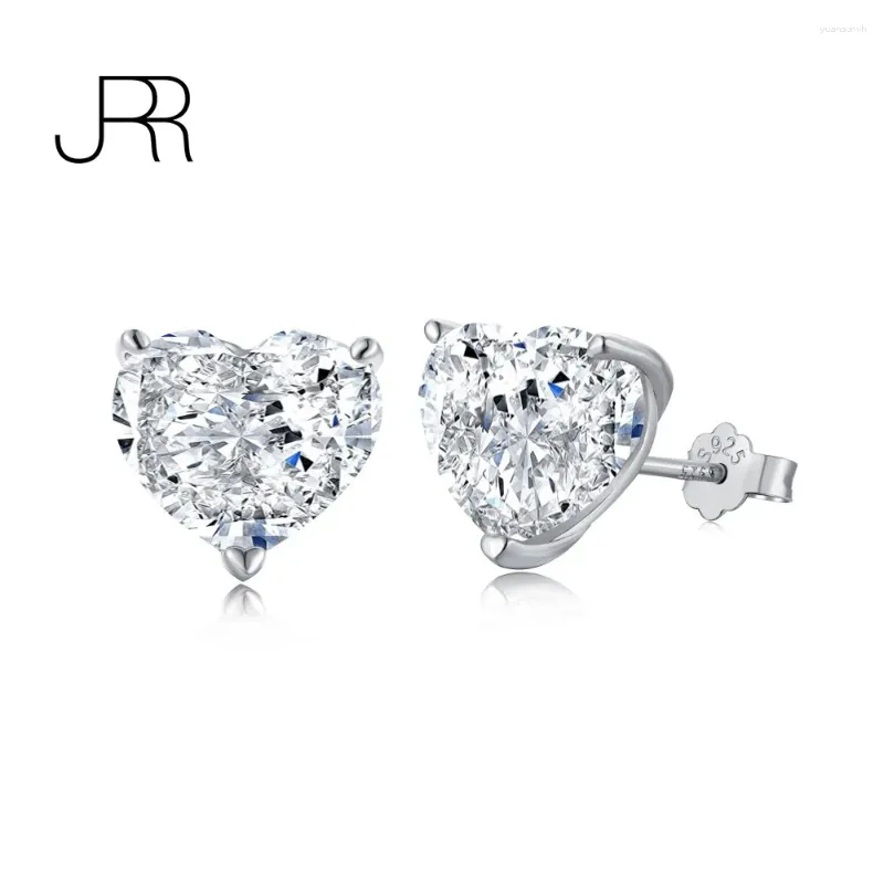 Pendientes de sementales JRR 925 Sterling Silver 8a Cut Pink High Carbon Diamond Love Heart Pendiendo para mujeres Fiesta de compromiso Joyas finas