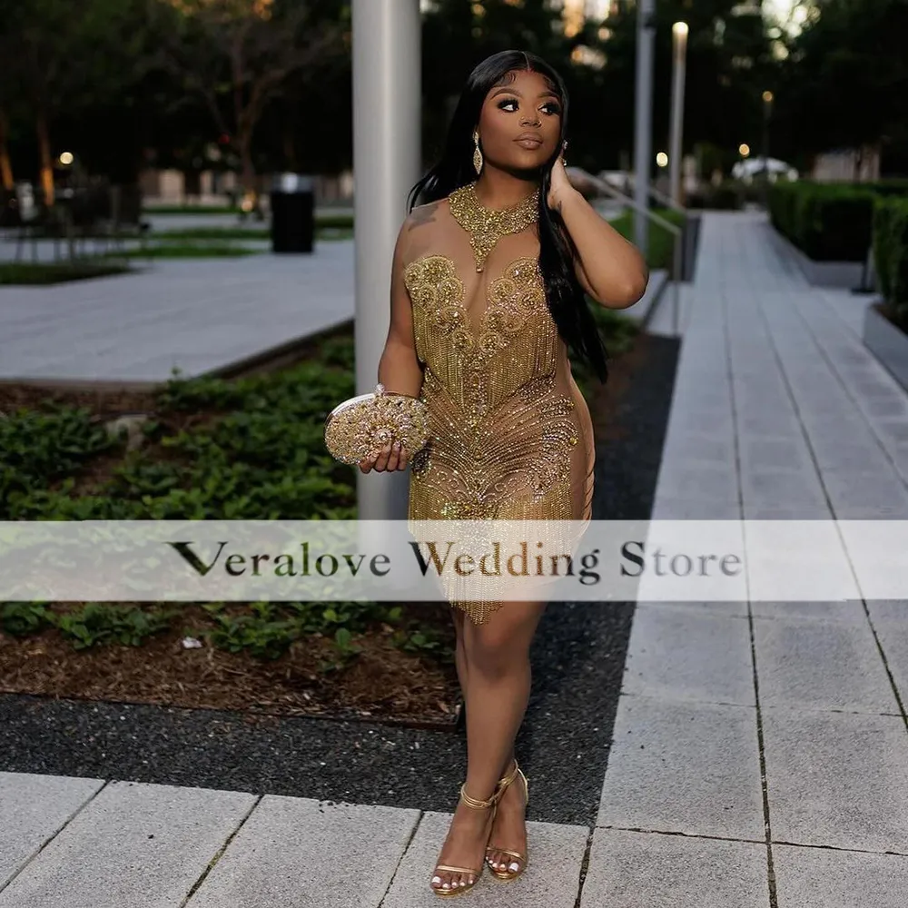 Sexy Diamond Gold Mini Prom Dress for Women with Rhinestone Embellishments  and Zipper Back from Dhgate Prom Dresses - price 164.88