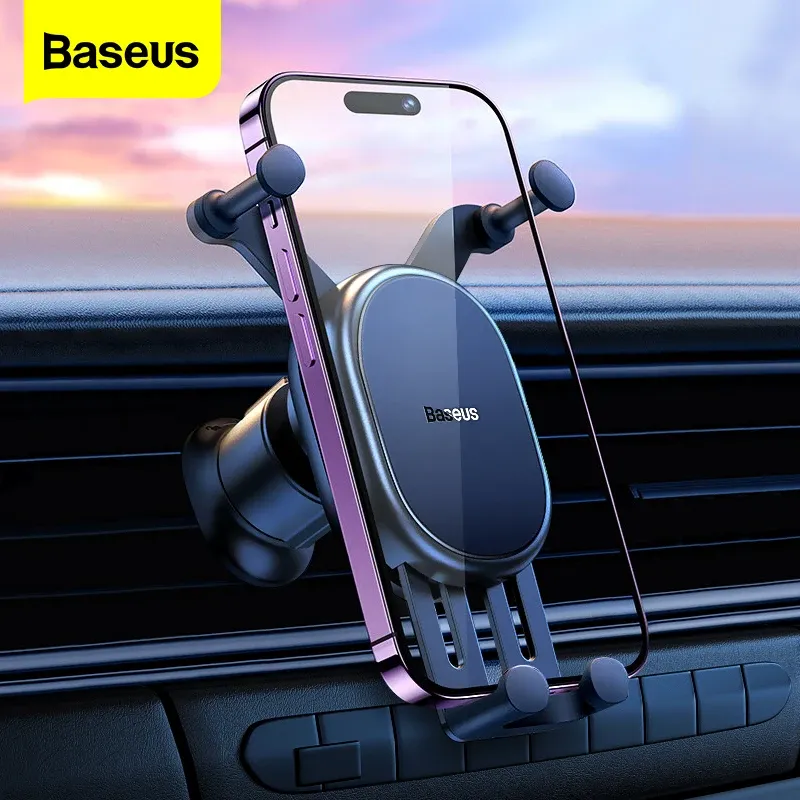 Stands BaseUs Gravity Car Telefoonhouder Air Vent Universal Stand voor mobiele telefoons in autobevestiging voor iPhone 14 Pro Xiaomi Samsung