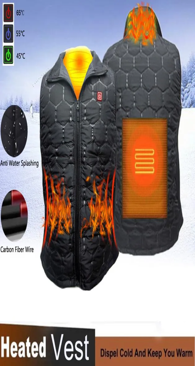 Mannen Outdoor USB Infrarood Verwarming Vest Jas Winter Flexibele elektrische thermische kleding Waastcoat voor sportwandelen YH 24171519