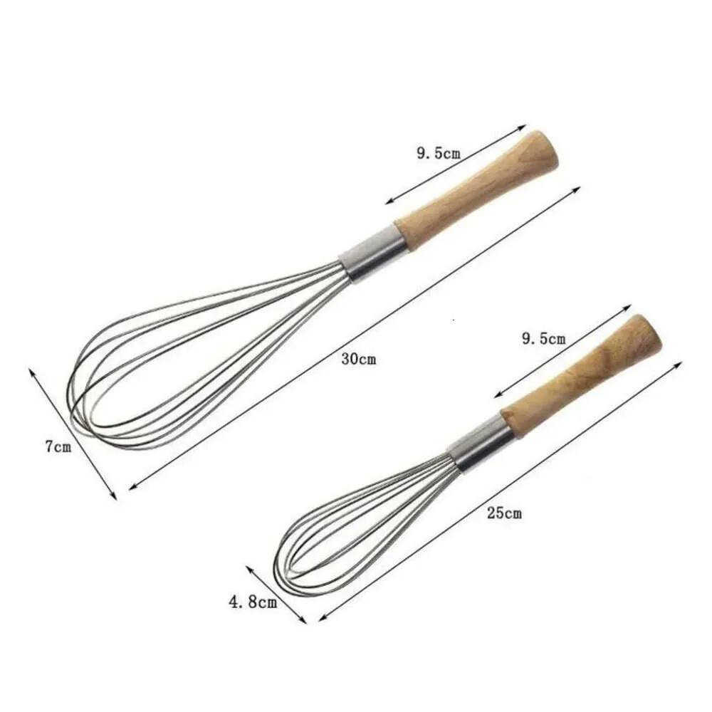 Strumenti di uova inossidabile in acciaio da 10/12 pollici per battitore di uova miscelatore Burro frullatore Whisk manico in legno Gadget all'ingrosso LX2826 Drop dh8di s le h8di