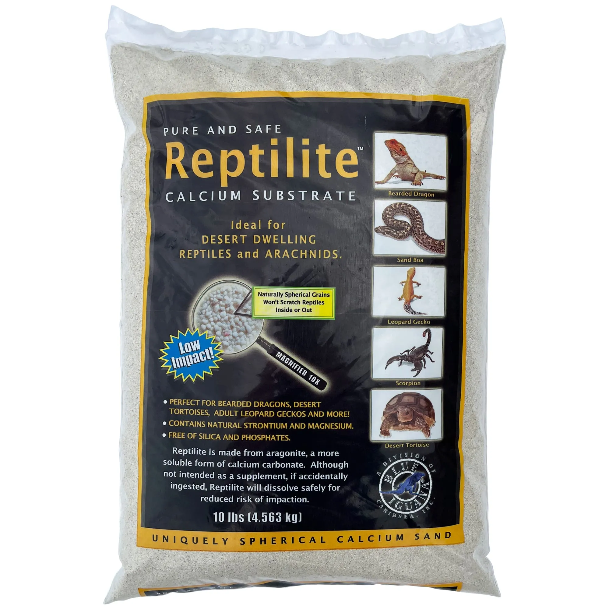 CaribSea Reptilite Calcium Sand Substrate - Natural Reptile Bedding, 10 ...