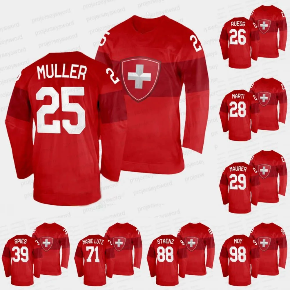 Jam Suisse Suisse Hockey Hockey Home Jersey 2022 - Édition d'hiver Ida, Nombres de noms authentiques, tissu respirant