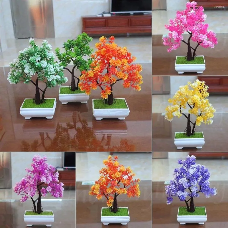 Fleurs décoratives JX-lclyl Plastique Arbre artificiel Plante en pot Bonsai Garden Ornement Ornement décor