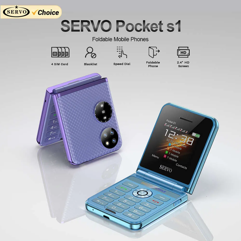 Servo Pocket S1 4 SIM SIM COLT TELEFoni cellulari GSM Network Chiamata Auto Record Flashlight Speed Dial Dialga Magia Cellula pieghevole