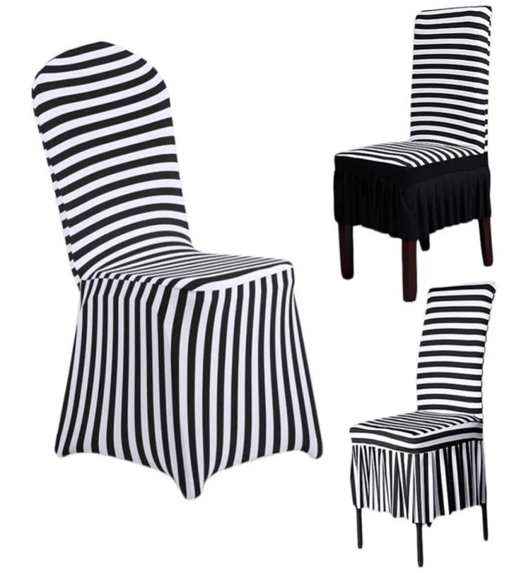 Heminredning Stol Cover Wedding Decoration Stripe Polyester spandex matstolskydd för bröllopsfest täckning264Q3299910