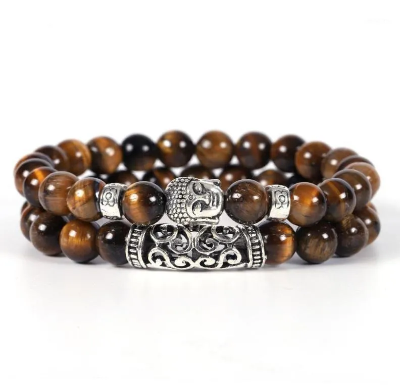 2 штуки устанавливают Buddha Charm Natural Stone Bracelet Мужские браслеты для женщин Cool Dazzling Bracelet Pulseras17693546