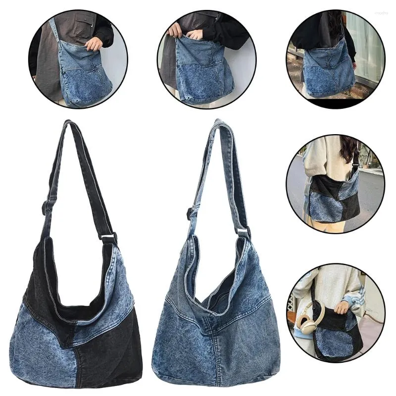 Bag Women Vintage Tote Handbag Large Capacity Crossbody Sling Casual Retro Messenger Denim Shoulder Travel Work