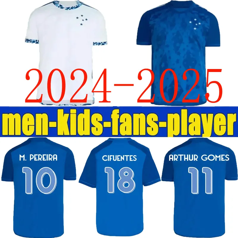 2024 2025 Cruzeiro EC Soccer Jerseys Gilberto M.Vital Jussa Machado Wesley Bruno R Nikao 24 25 Futebol Men e Circtas Circtas Cifuentes Arthur Gomes M.Pereira Away White