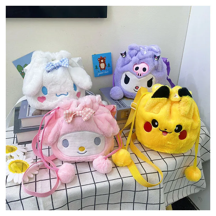 KAWAII PLUSH CINNAMOROLL Melody Kuromi Anime Bolsas Bolsas de ombro Bolsas de Mensageiros Bolsas de Natal Presentes