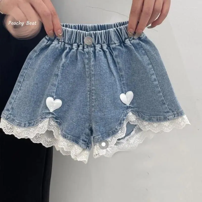 Shorts Fashion Baby Girl Princess Love Cotton Jean Infant Toddler Child Lace Denim Short Pant Cute Summer Clothes 18M-10Y