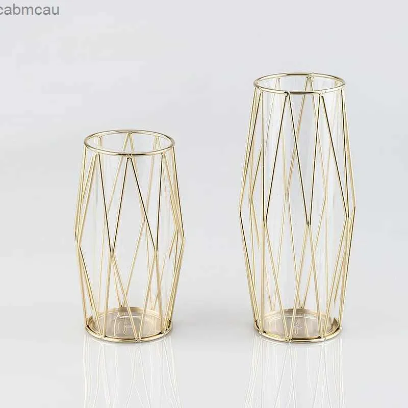 Vases en verre de fer en forme de diamant nordique Vase Vase Gold Floar Vase Vase Vase Vase Flower Pot Home Wedding Decoration