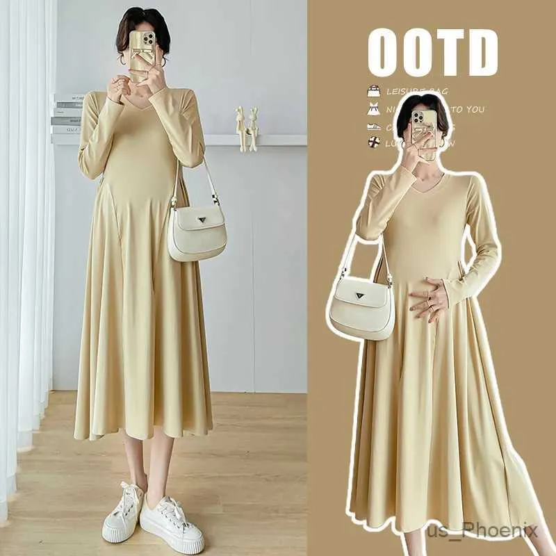 Robes de maternité style coréen V-col