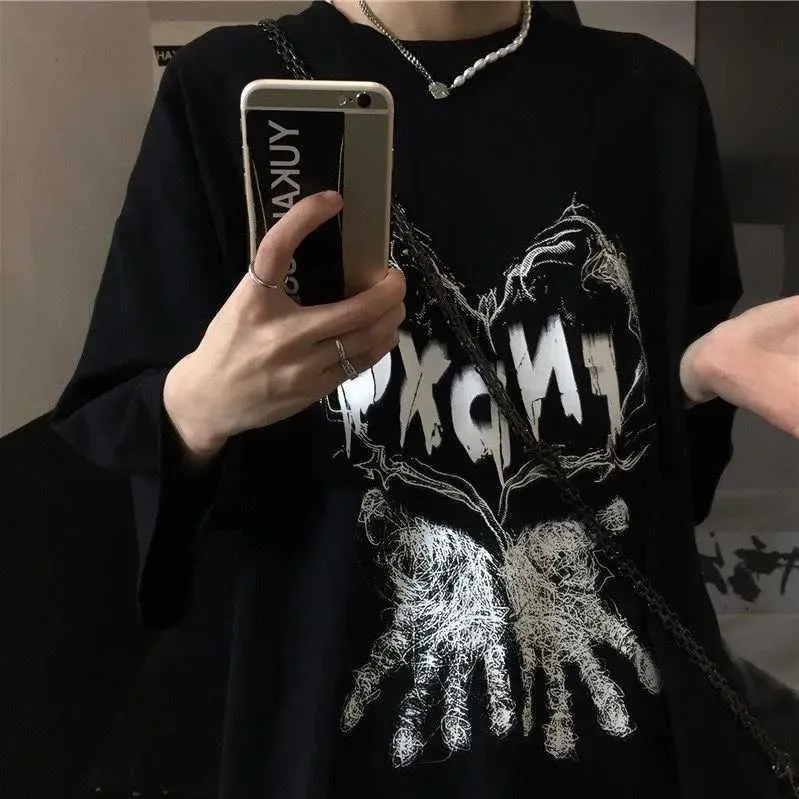 Men's T-Shirts Mens T-shirts Oversized Anime T2k Tops 2023 Summer Clothing Retro Dark Cotton Short Slve Ts Harajuku graphic T Shirts H240425