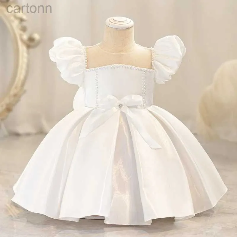 Abiti per ragazze 2024 Nuove ragazze estive maniche a bolle soffici eleganti abiti da sera eleganti vestito da bordo per bambini festa di compleanno ragazza principessa abito d240425