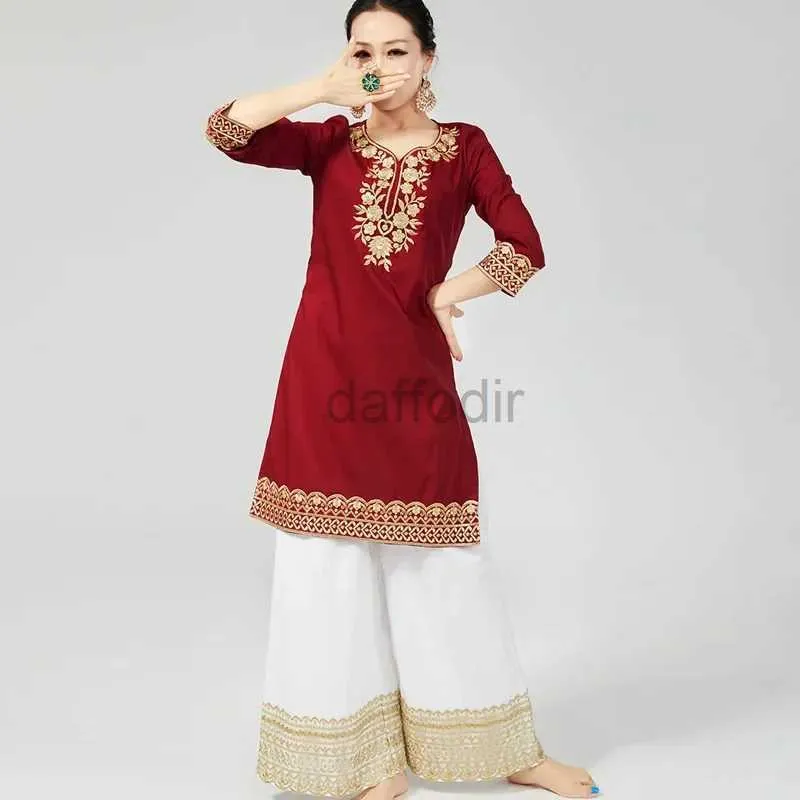 Stage Wear New Womens Dance Eastern Traditional Dance Robe Winter and Autumn Indian Dance Stage Performance Clothing d240425