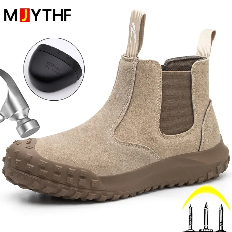 Boots Quality Men Work Boots Antismash Antipuncture Safety Shoes Chelsea Boots Antiscald Welding Shoes Indestructible Men Boots