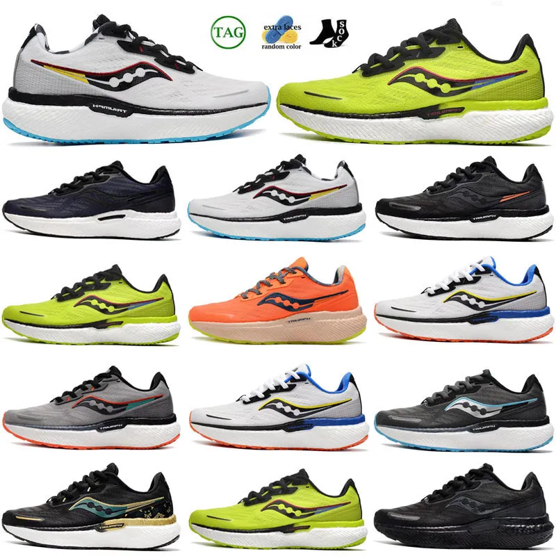 2024 Designer Saucony Triumph 19 Herr Running Shoes Black White Green Lightweight stötdämpning andningsbara män kvinnor tränare sport sneakers