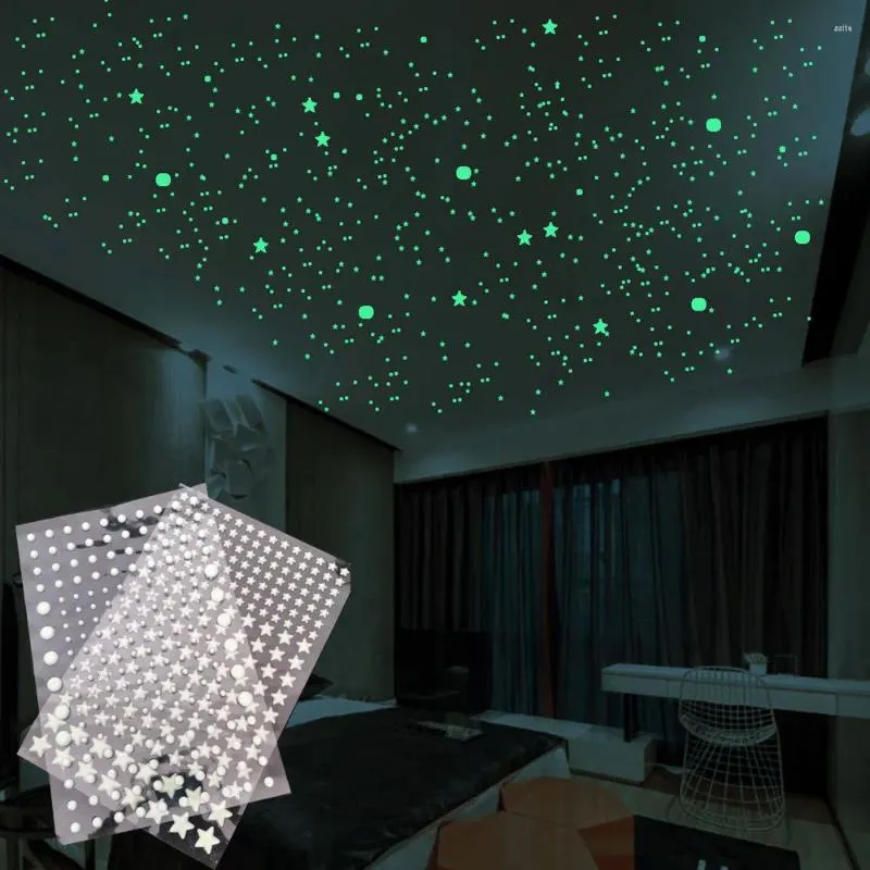 Adesivi a parete stereo luminoso adesivo punto fluorescente pentagonal stella night