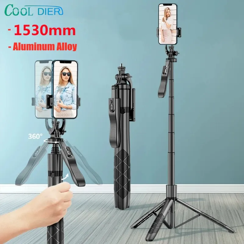 Gimbal Cool Dier L16 1530mm Salto de selfie sem fio Tripé Monopod dobrável com obturador Bluetooth para câmeras GoPro smartphones