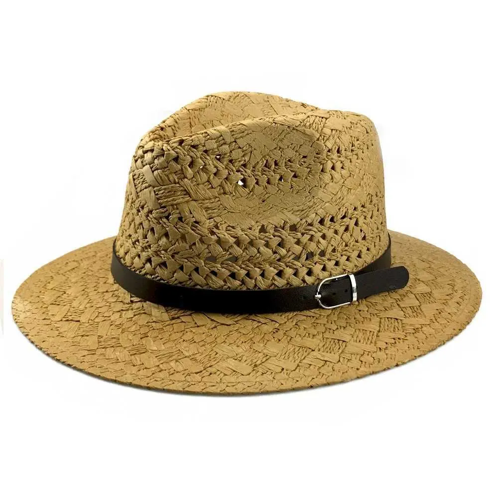 Szerokie brzegowe czapki wiadra czapki moda Sunhat Summer Straw Hat Men kobiety moda sombrero banama hat fedora y240425