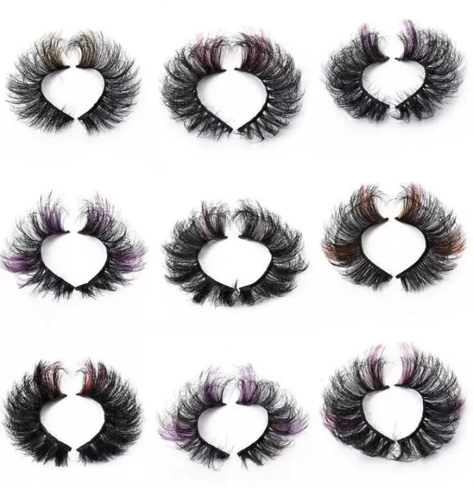 Gekleurde valse wimpers 3d pluizige faux mink kleur oog wimpers strip wipsy veelkleurige nepwimping voor dagelijkse kerstcosplayfeest 7729351